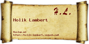 Holik Lambert névjegykártya